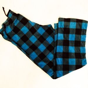 Boy's Blue Plaid Fleece Pajama Pants